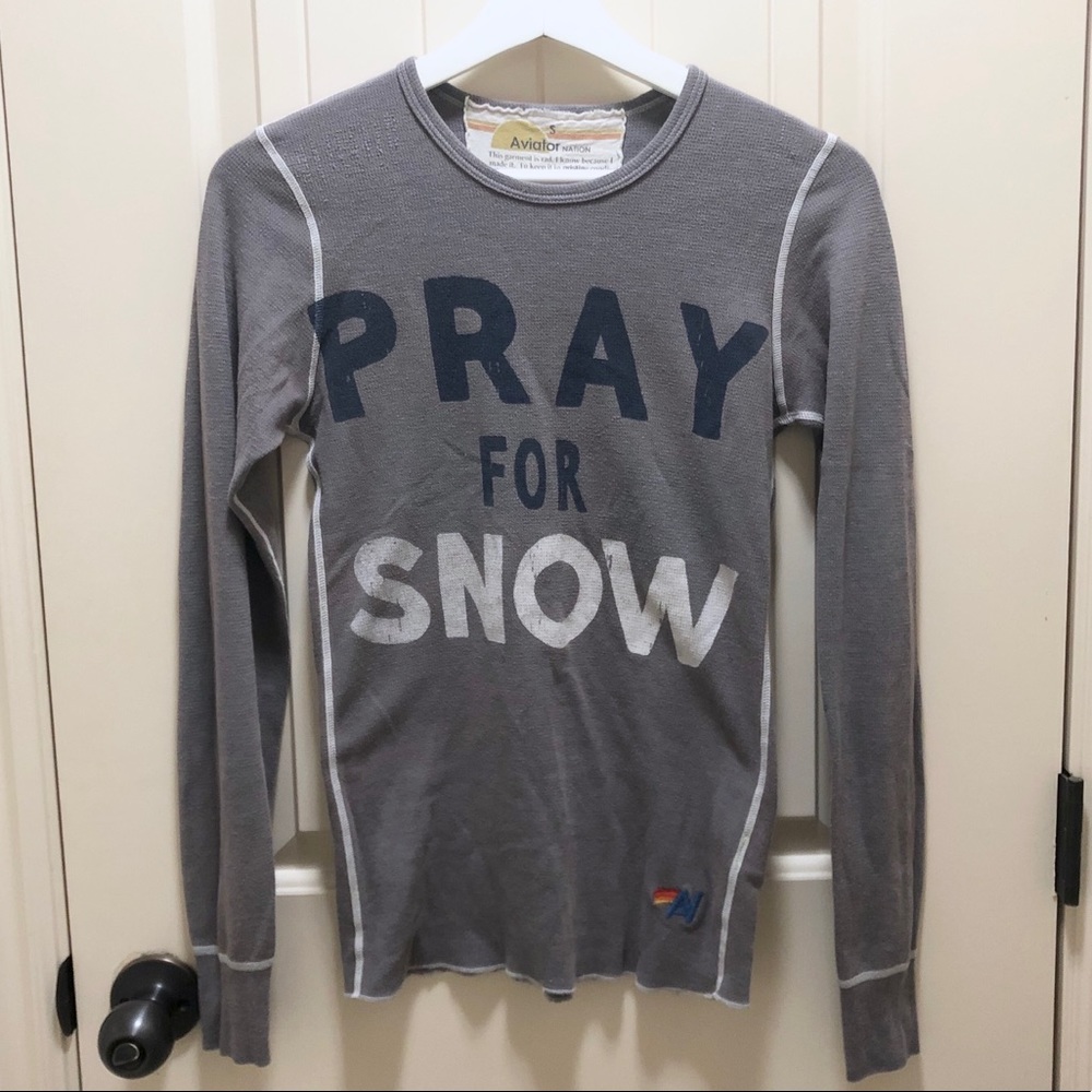Aviator Nation Pray For Snow Grey Thermal Top